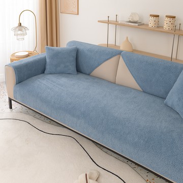 Mini嚴選 北歐風冬季保暖羊羔絨沙發墊 三人座 CN0503-N-3  180 x 70cm  藍色