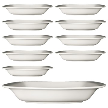 TATUNG 大同磁器 洋蔥長深盤 10.5吋   26 x 17 x 4.6cm  顏色  10個  白色