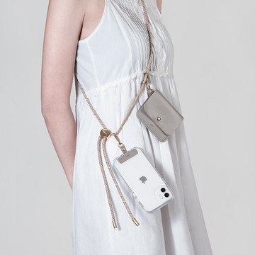 6mm粗斜圓繩背帶 - 奶油咖