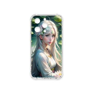 iPhone 15 Pro 殼 TRON IPhone 15 PRO 荷葉中的少女 四角防摔殼 手機殼