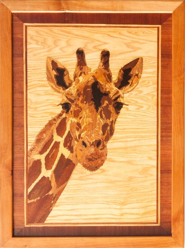 長頸鹿野生動物木馬賽克非洲野生自然生態禮物鑲嵌框架面板牆