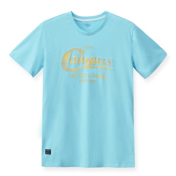 【ERSS】男裝 短袖 圓領t 印花t T恤 經典 純棉 大印花 美式 淺藍【K70043】