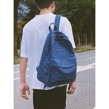 雙肩包男簡約百搭男士潮牌大容量帆布旅行包背包女初中大學生書包