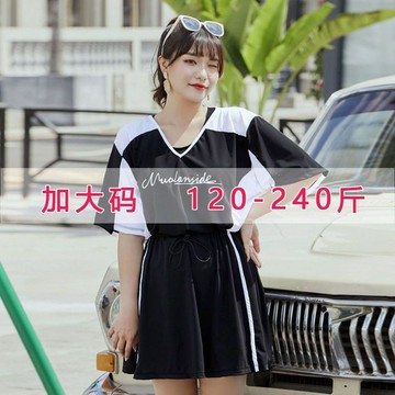 【M-5XL大尺碼】大尺碼女裝 大碼泳衣 運動泳衣女 泳衣女 保守泳衣 女生泳衣泳衣女胖MM三件套僊女範分體韓國顯瘦保守