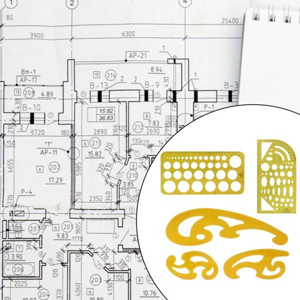 テンプレートステンシルセット製図ツール建築デザイン定規5個