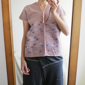 Karen shirt 泰北山岳民族克倫族手織布手工刺繡天然染織上衣