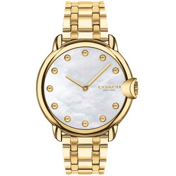 COACH 經典LOGO C 珍珠貝時尚腕錶/金/36mm/CO14503987