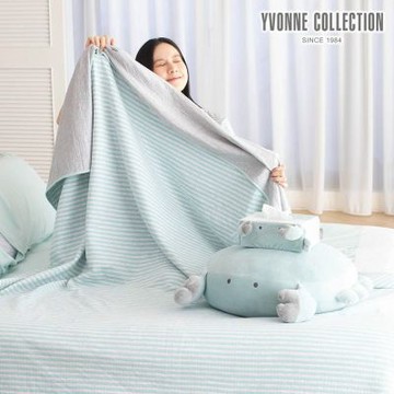 YVONNE 以旺傢飾 條紋 單人薄紗毯-湖水綠