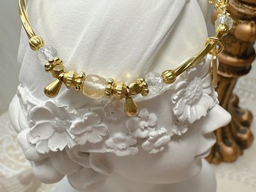 -十ㄧ月誕生石-天然水晶黃銅手鍊