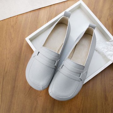 日系復古文藝淺口豆豆鞋仙女風套腳平底休閑鞋顯瘦簡約手工單鞋女