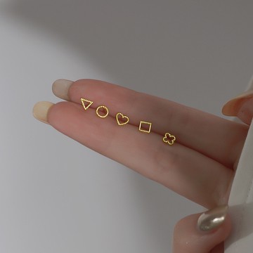 925銀針鏤空 D10 小耳釘 簡約小眾設計高級感氣質耳環精緻耳飾♚Yu識美♚