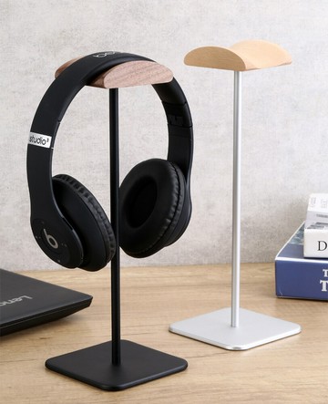 實木頭戴式鋁合金耳機支架 金屬胡桃木耳麥架通用耳機架展示架子【Snowbelle優選】