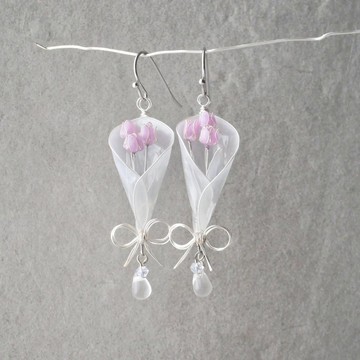 鬱金香花束耳環/耳夾