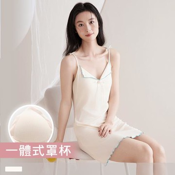 【PINK LADY】罩杯式 連身睡裙 雲端夢遊 螺紋無袖 居家服(女睡衣/春夏/內含胸墊/涼爽透氣) 13173