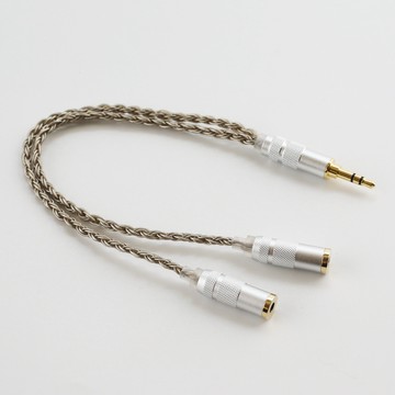 3.5mm 一分二 音訊線【川木】16股鍍銀【M06】耳機音響 共用一公二母 一進二出 16股鍍銀編織線