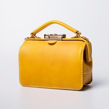 【切線派】杜勒斯手工口金包女士医生包真皮斜挎包手提小方包迷你