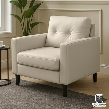 【Hampton 漢汀堡】哈特利單人沙發耐磨皮-卡其色