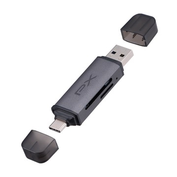 PX Type C USB A 雙介面高速讀卡機 SD/micro SD 支援SD/TF3.0版 支援104 MB/s傳輸速度(CS3-D)