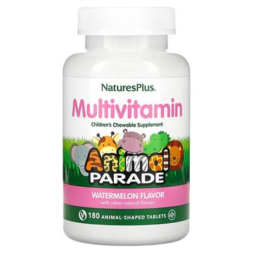 NaturesPlus, Animal Parade，兒童咀嚼補充劑，西瓜味，180 片動物狀片劑