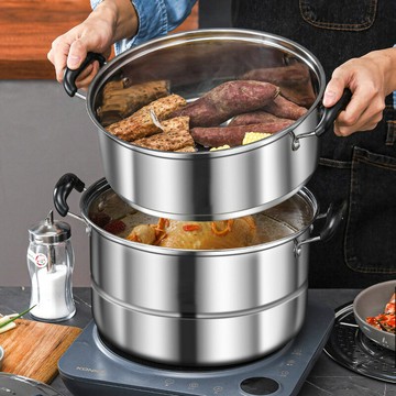 蒸鍋加厚不銹鋼蒸籠多功能蒸魚家用籠屜煮燉大容量電磁爐煤氣批發鑫弘-家具衛浴 可打統編