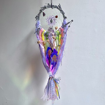 永恆不變的愛 古董聖母像 花束形狀 水晶原礦 捕夢網