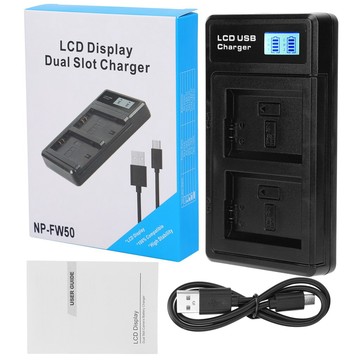 液晶顯示屏鋰電池雙充充電器 NPFW50  USB 充電底座