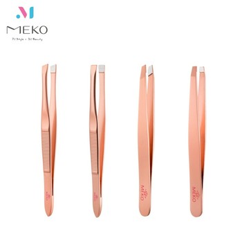 MEKO 匠芯雕琢精準眉毛夾4件組 /斜口平口眉毛夾/拔毛夾/鑷子 【官方旗艦館】