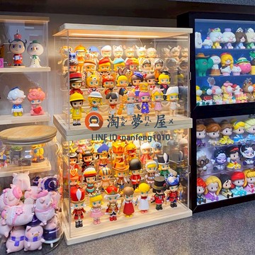 手辦收納盒 盲盒收納展示架 帶燈亞克力 透明泡泡瑪特擺件防塵柜子【淘夢屋】