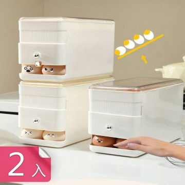 【荷生活】斜坡滾動自動補位冰箱雞蛋收納盒 多層可堆疊前端取蛋置物架-2入組