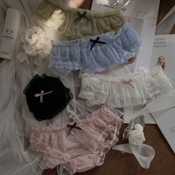 Xuan♥日系性感內褲女夏季薄款透氣低腰甜美蕾絲網紗三角褲純棉檔少女污