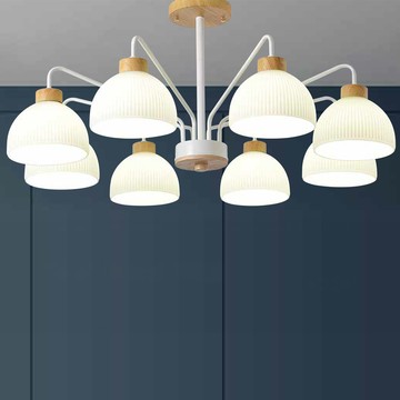 白玉玻璃木紋烤漆半吸頂燈 36-60891