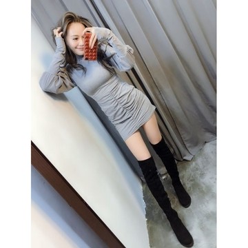 全新100元出清*現貨秒出【JinG】條紋高領磨毛長袖上衣*小花刺繡熊寶寶*坑條花邊荷葉包心紗*2穿毛海粗針織洋裝