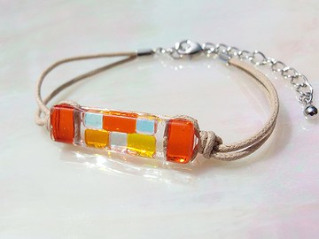 極光玻璃（Aurora【橙】）手鍊/腳鍊【長度，金屬自由選擇】【定做】