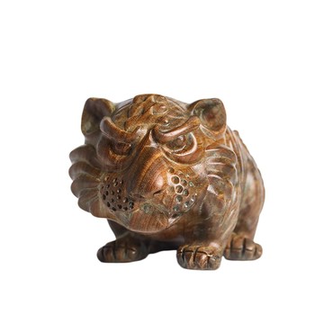 MoonDy 擺件 裝飾品 老虎木雕 綠檀木工藝品 桌面裝飾 原木工藝品 家居擺飾 檀木擺設 老虎擺件 288