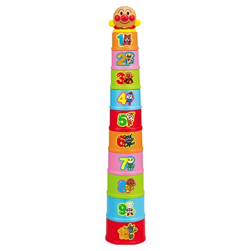ANPANMAN 麵包超人 天才腦 疊疊杯 Set 10個不同大小顏色杯子 訓練腦部成長玩具  1組