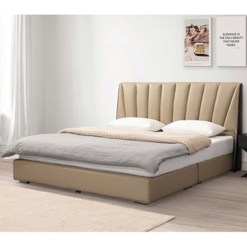 杏色6尺皮革厚床底（不含床頭）