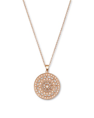 Diamond Medallion Pendant Necklace in 14K Rose Gold, .25 tcw