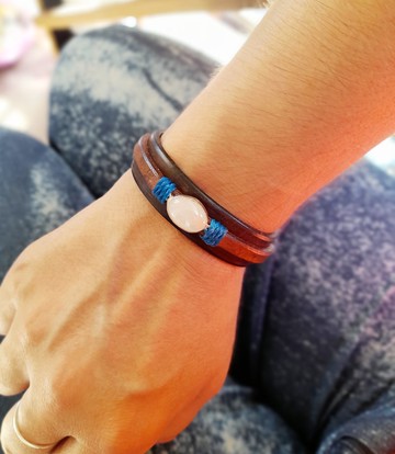 天然蛋白石手環 希望與光芒 手工皮革珍寶