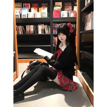 【小辣椒】原創正版日系JK制服秋冬圣誕氛圍感校供毛衣格裙套裝女