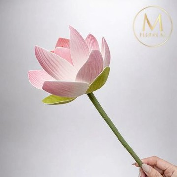 【Floral M】日式上野公園優雅粉荷花仿真花花材1入組(人造花/仿真花/假花/花藝DIY/裝飾花材)