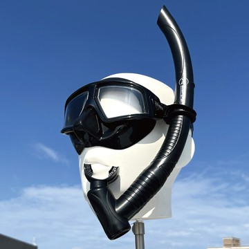 ButterFly Fish 蝴蝶魚 潛水面鏡呼吸管套裝 防霧高清PC鏡片 乾濕兩用 自由潛水/浮潛適用  黑色  鏡框 18 x 7cm + 吸管 40cm