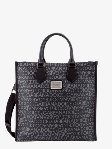 Coated canvas and leather handbag with all-over logo - DOLCE & GABBANA - gender_Man