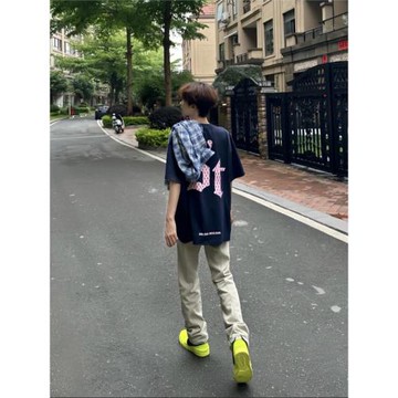 美式街頭字母印花重磅短袖t恤男2025新款設計感小眾oversize上衣