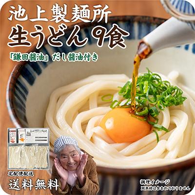 ふるさと納税 高松市 本家　池上製麺所　さぬきうどん 9食 (釜たまうどん醤油鎌田だし醤油付き)