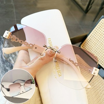 seoul show首爾秀 復古無框切邊高級感鎖鏈鏡腿太陽眼鏡UV400墨鏡 0928