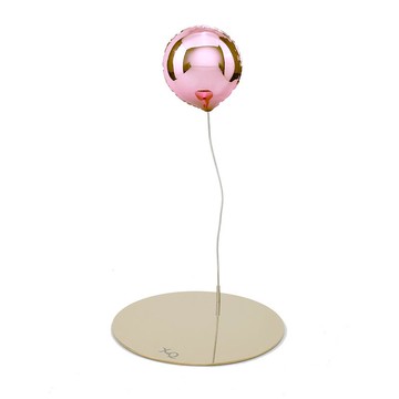 幸福氣球托盤 粉愛心+銀底座