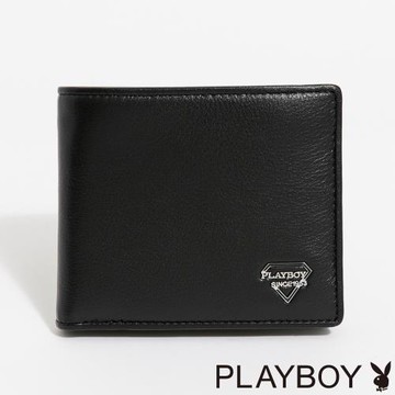 PLAYBOY - 中翻短夾-可拆式  Refinement系列 - 黑色