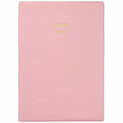146 中型横線ダイアリー・ソフト(ピンク)ペン差し付(中古品)