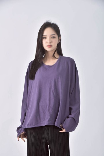 (2XL) yoom韓牌寬鬆紫色長袖上衣