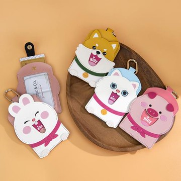 卡通動物工作證件卡套胸卡男女學生飯卡門禁卡公交卡保護套雙卡位